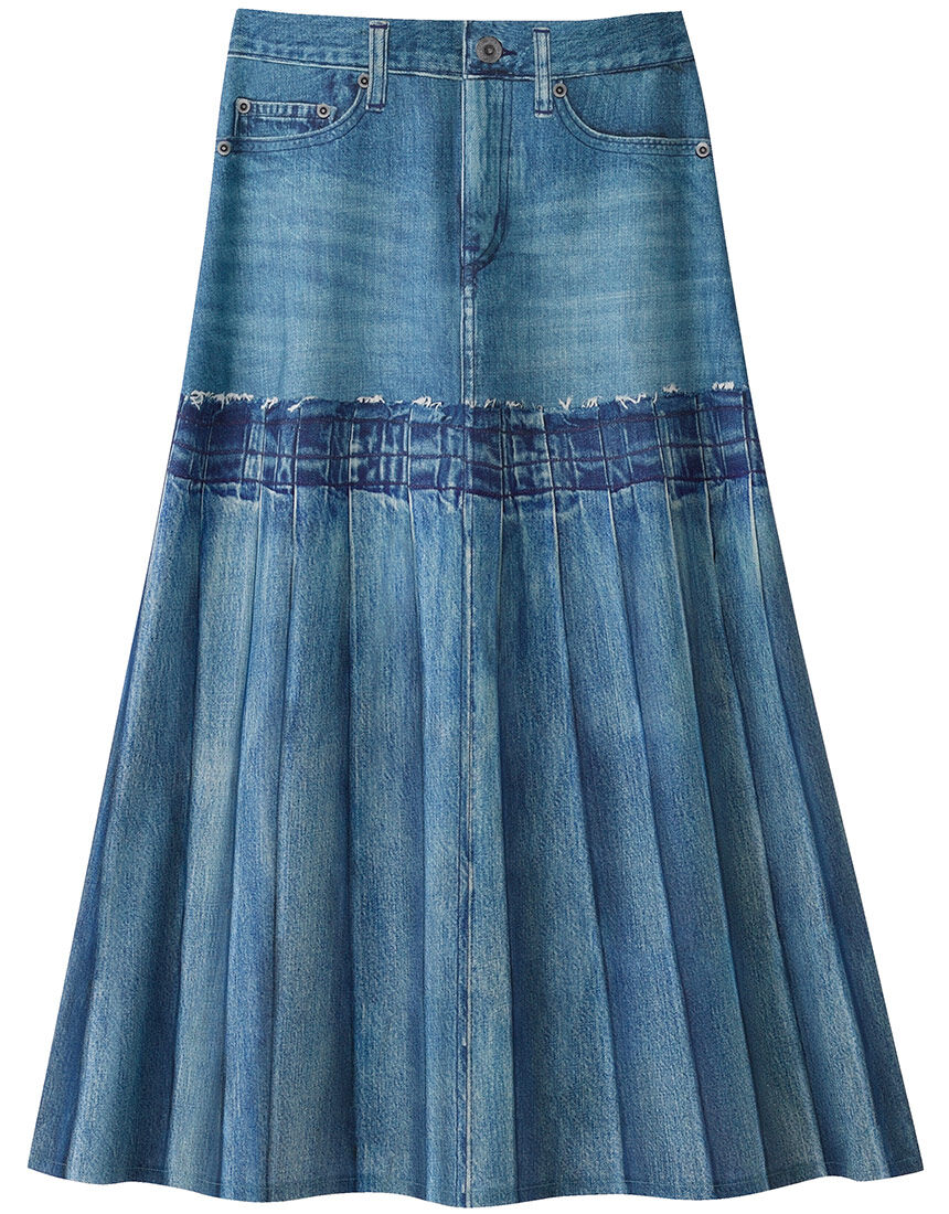 ワコール_カルソン 〈まるでデニム〉カモフラージュ柄スカート  