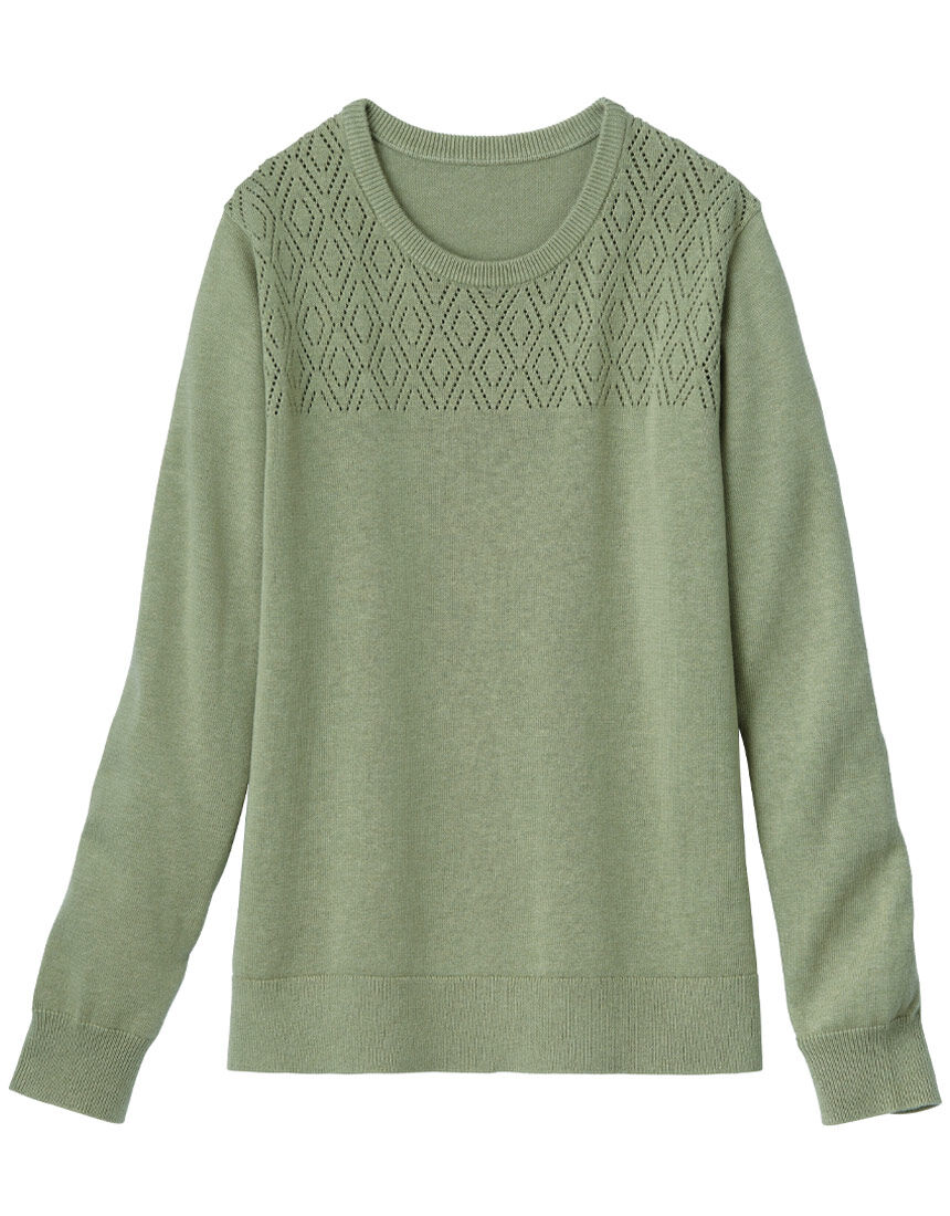 【綿混】 透かし編デザインセーター 【綿混】 透かし編デザインセーター