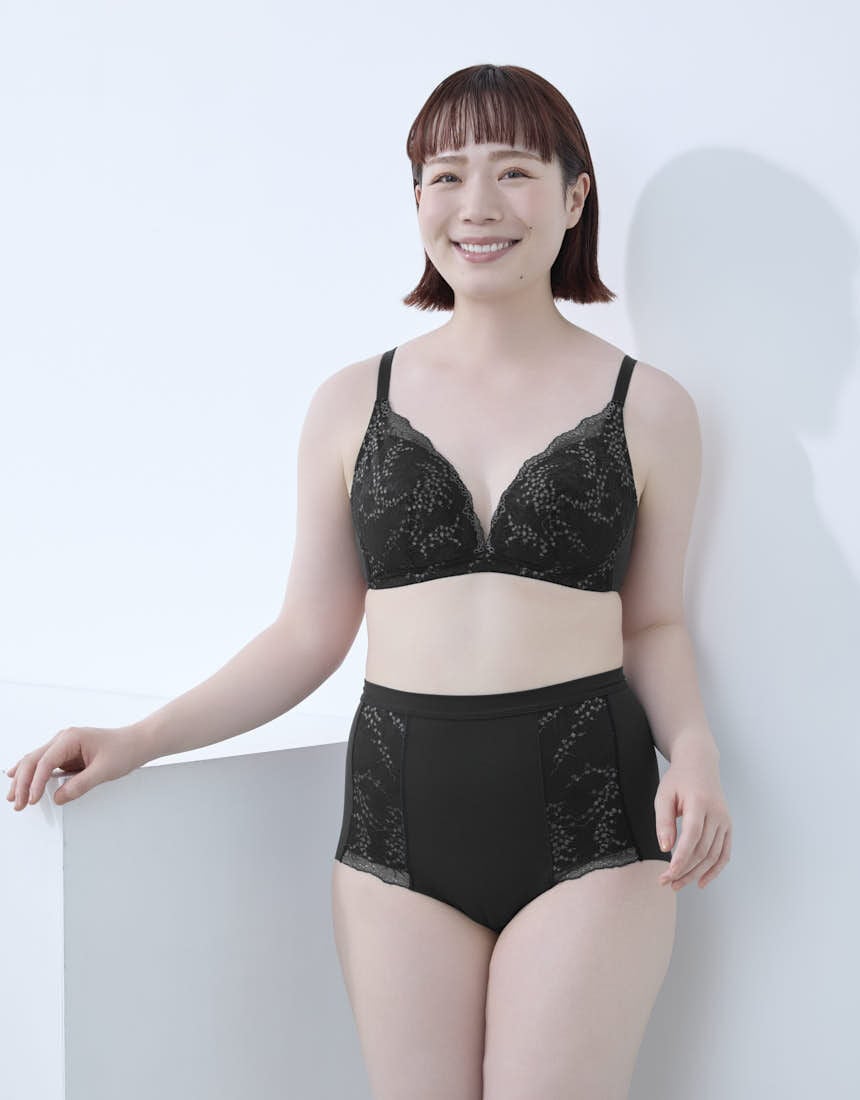 スカラップゴールドミモザブラほか4点 YOJOY ミモザレースにときめいて【ノンワイヤーブラ】ここちよく