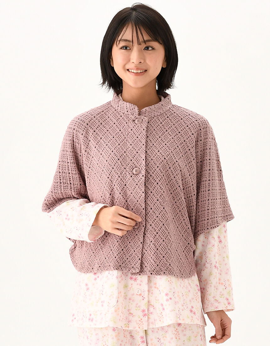 ワコール wacoal らくラクパートナー DNL118 肩かけ 羽織 ルームウェア トップス M-L サイズ オールシーズン あったか 秋冬 GA ワコール／らくラクパートナー ふくれジャカードの肩かけ ルームウェア