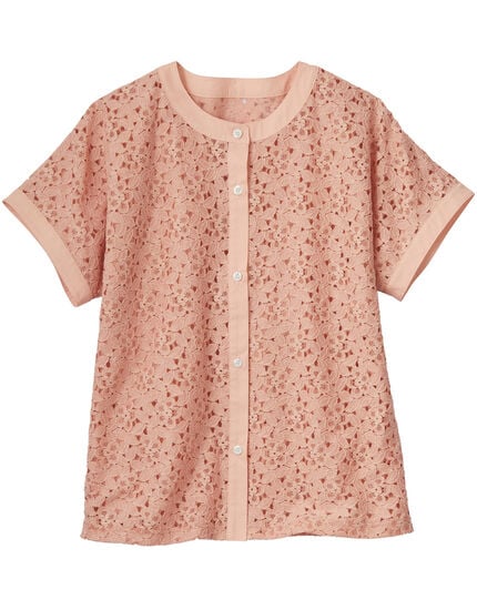 レースフレンチスリーブブラウス, , main