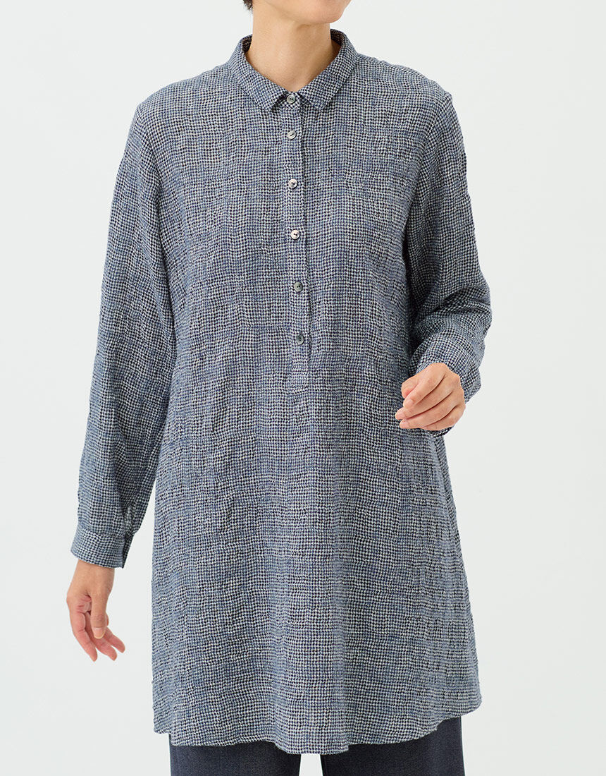 ワコール／ラブボディ 尾州産素材ウール混ロングシャツ QBF508