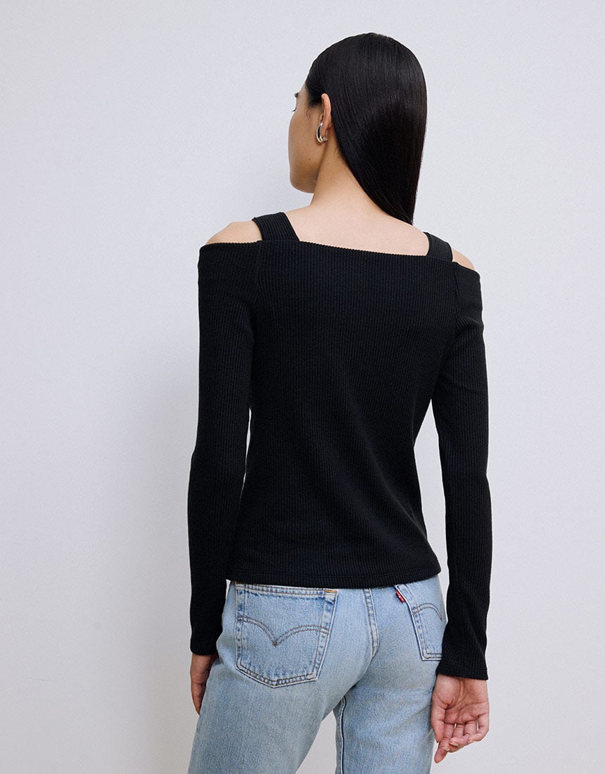 ワコール☆カップインオフショルダー ブラック ニット 長袖 OUR WACOAL カップインストラップオフショルダー