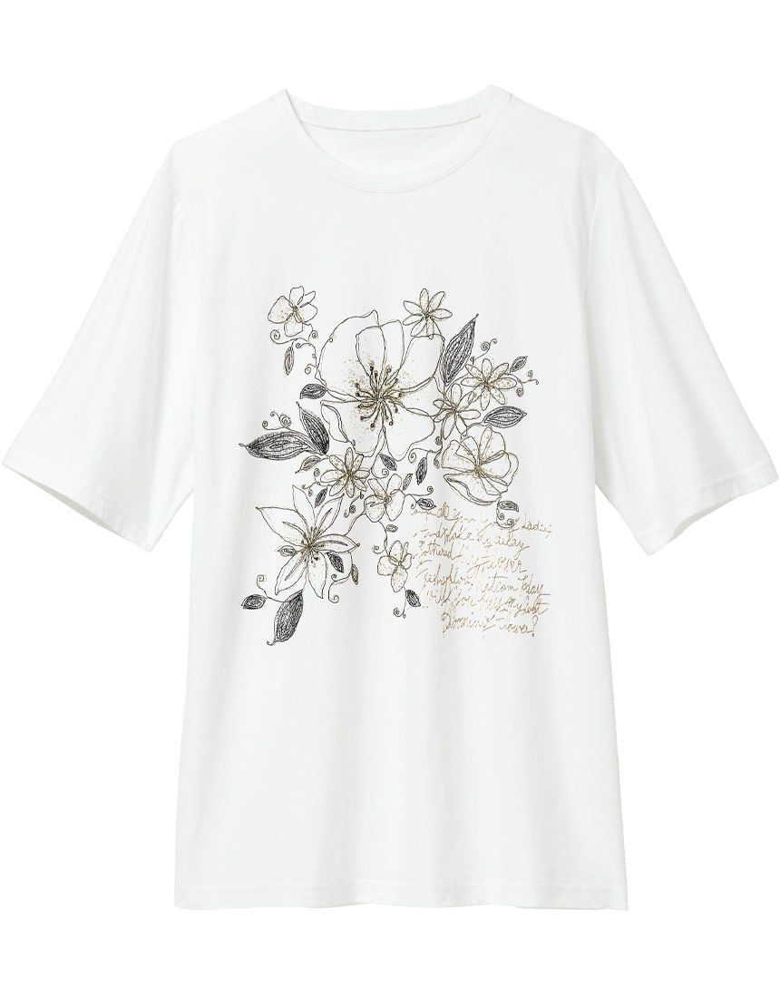フラワープリントＴシャツ, , hi-res