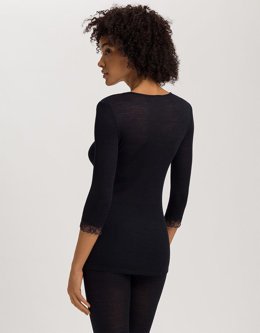 ハンロ 身生地ウール・シルク素材 トップス（7分袖） UIH424