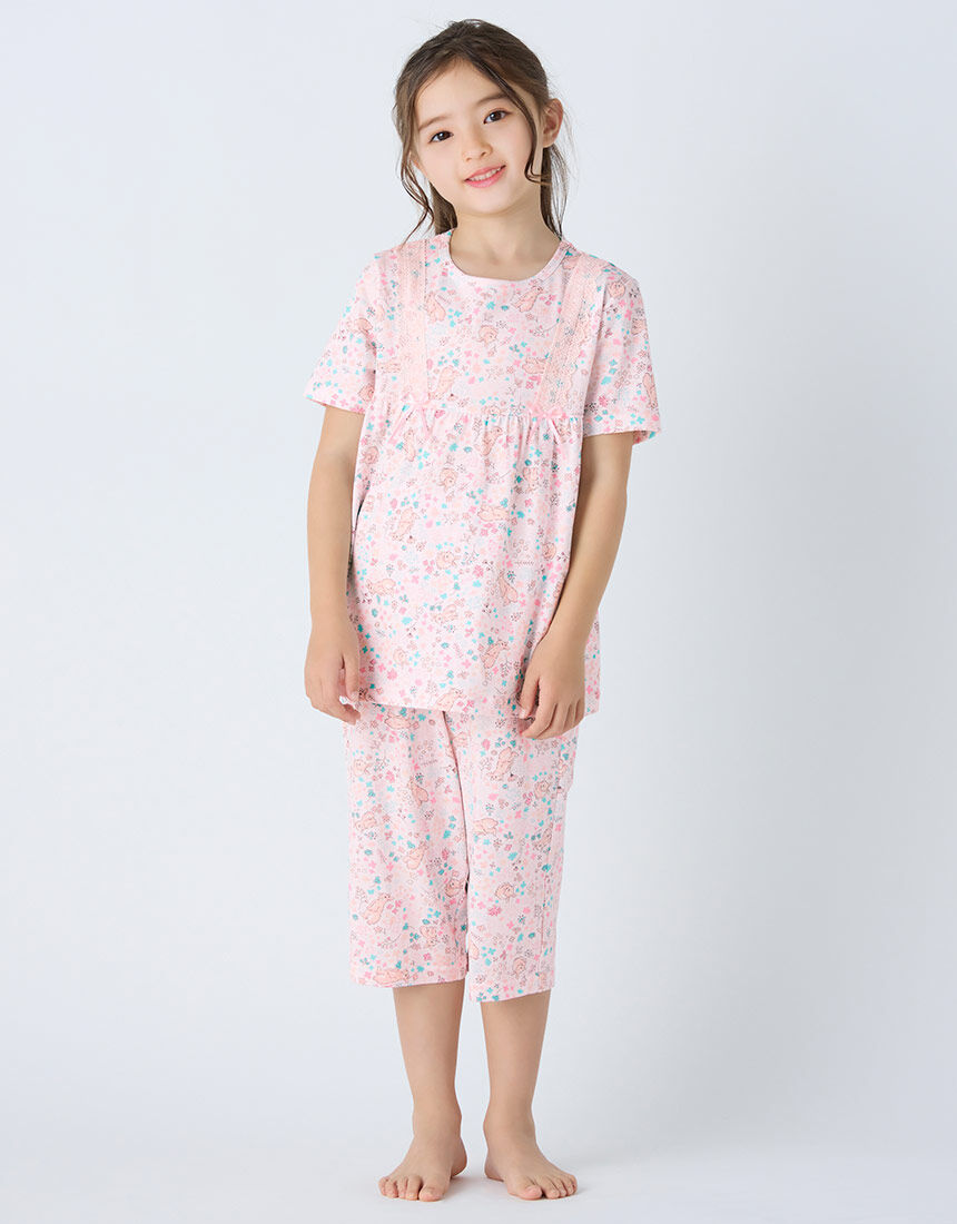 ワコール_キッズ やわらか綿100％天竺素材 女児パジャマ CTT139