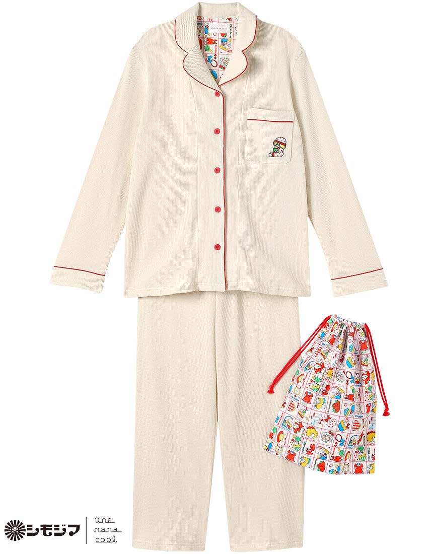 ウンナナクール パジャマ ルームウェア セット販売 美品 ウンナナクール やわらか杢フライスパジャマ MADE WITH LIBERTY FABRIC