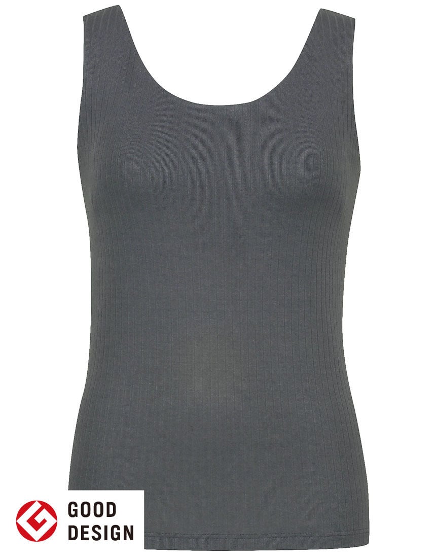 ブラトップ/綿混リブ/アウターライク/胸元高め【シンクロブラトップ】【環境配慮】 カップ付きインナー ブラトップ/綿混リブ/アウターライク/胸元高め【シンクロブラトップ】【環境配慮】 カップ付きインナー