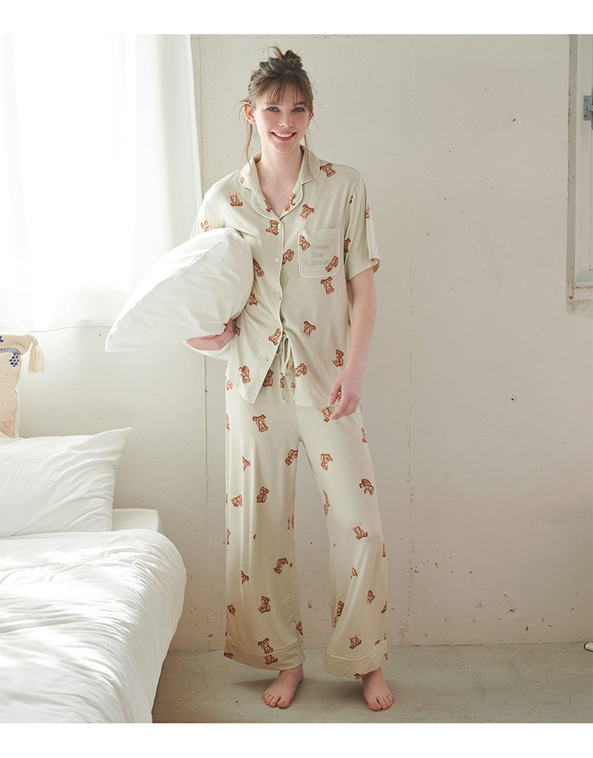【コンビニ受取対応商品】 PEACH JOHN 【キュートなくま柄をちりばめた、パジャマ＆ヘア ルームウェア・パジャマ