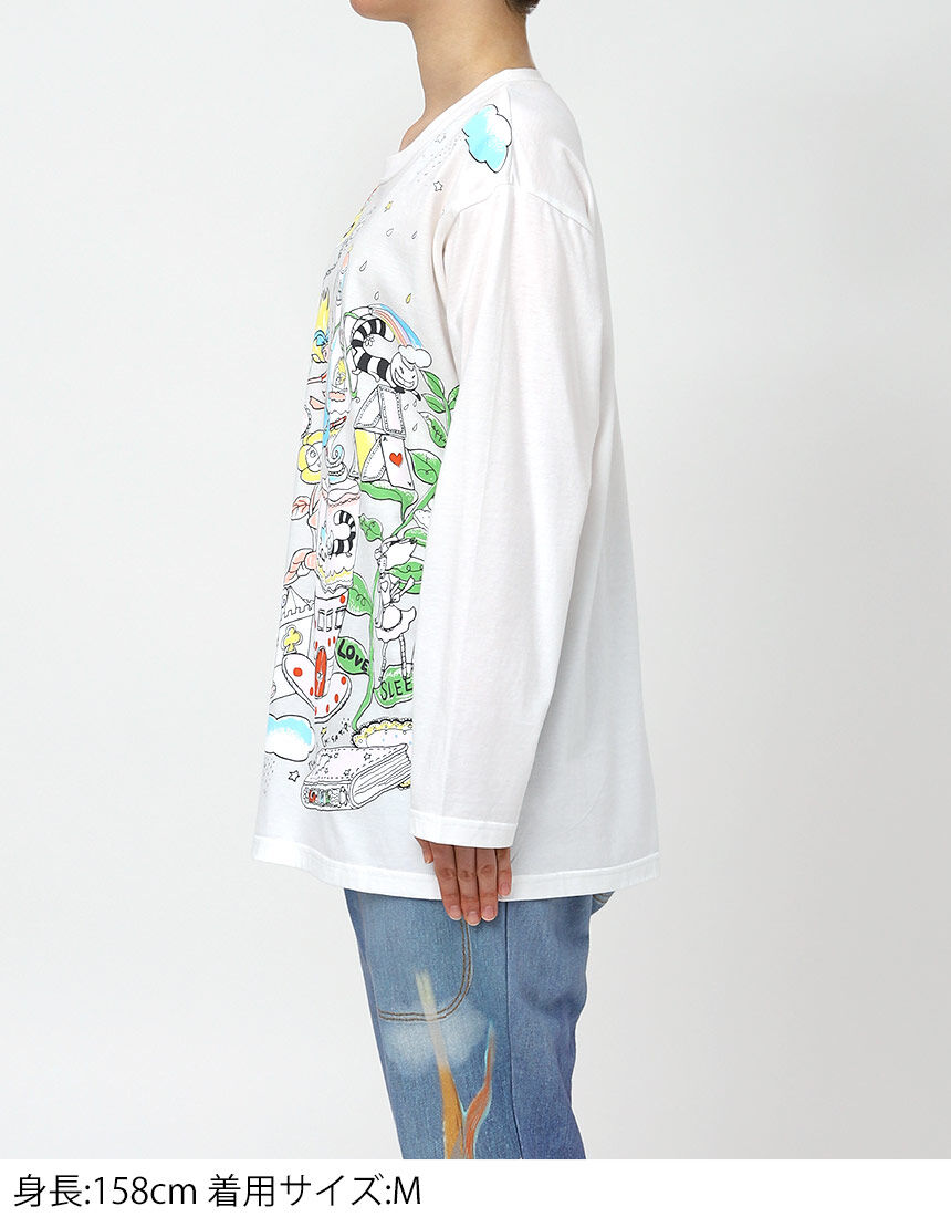 ワコール　ツモリチサトsleep トップス　長袖Tシャツ　不思議の国　M ツモリチサトスリープ 【綿100％】不思議の国 トップス