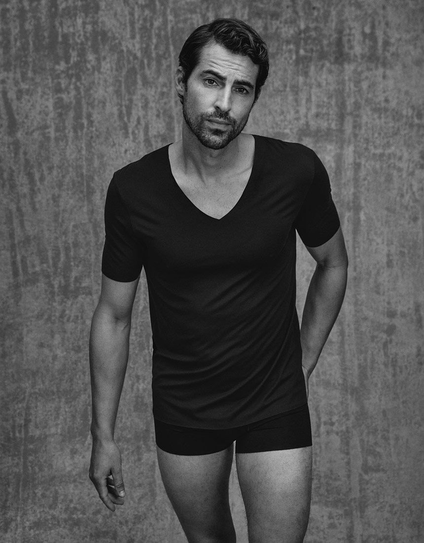 ハンロ 【フリーカッティング】なめらかな肌ざわり メンズシャツ（半袖