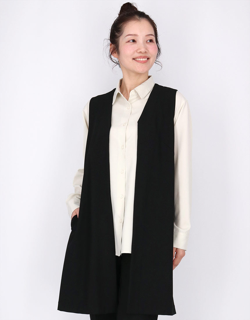 ワコール_カルソン 【ストレッチ素材】体型カバー ロングジレ アウター