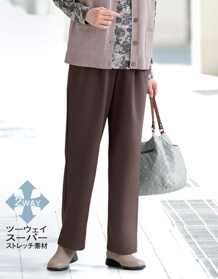 あったかウエストのびのびタックパンツ, , main