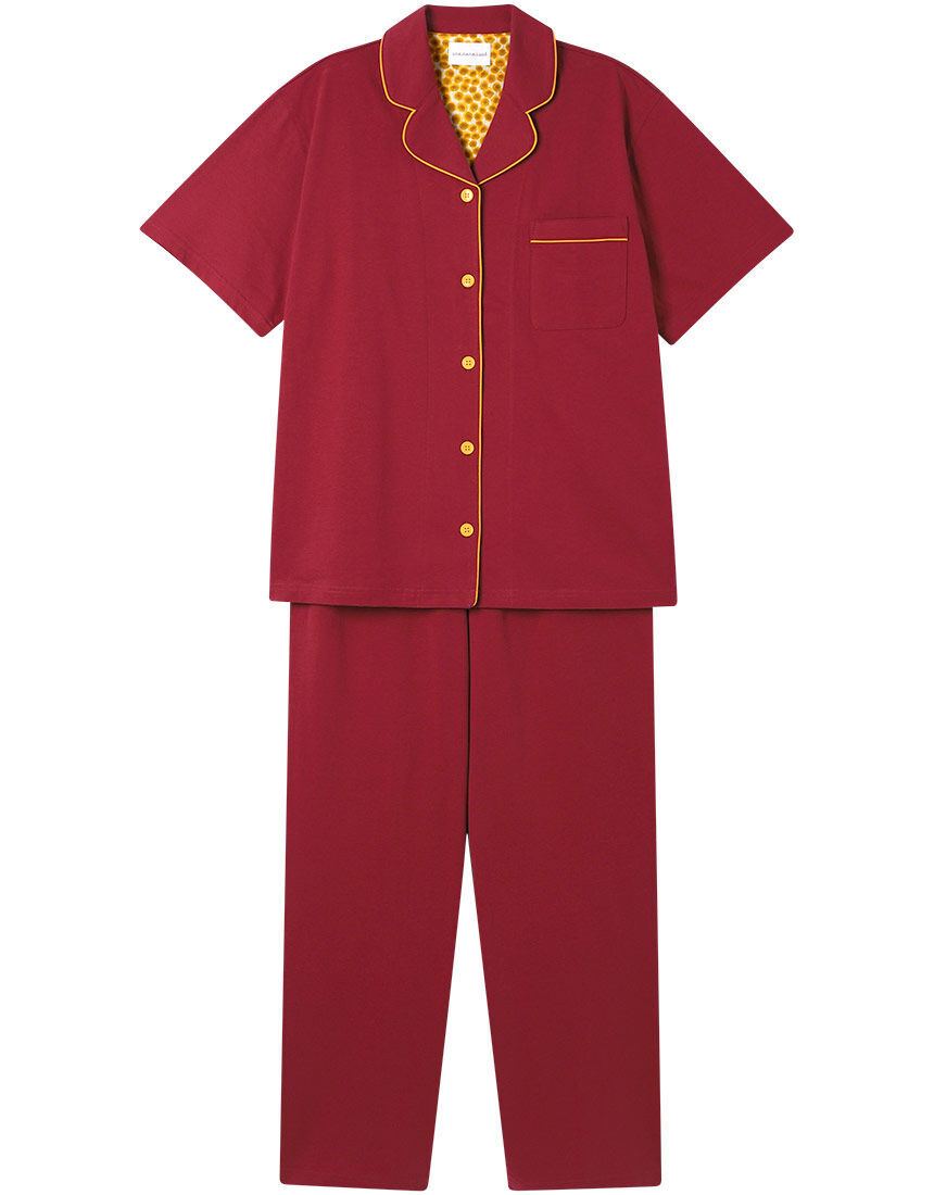 【近年モデル リネン混】パパス　スイングトップ　赤　L位　ワッペン　ストレッチ 女子スクラブ半袖[ナガイレーベン製品] ML-5362｜THS-白衣通販・販売