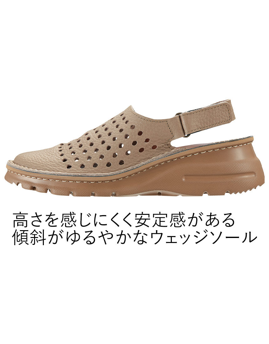 やわらか牛革パンチングサンダル４Ｅ, , hi-res