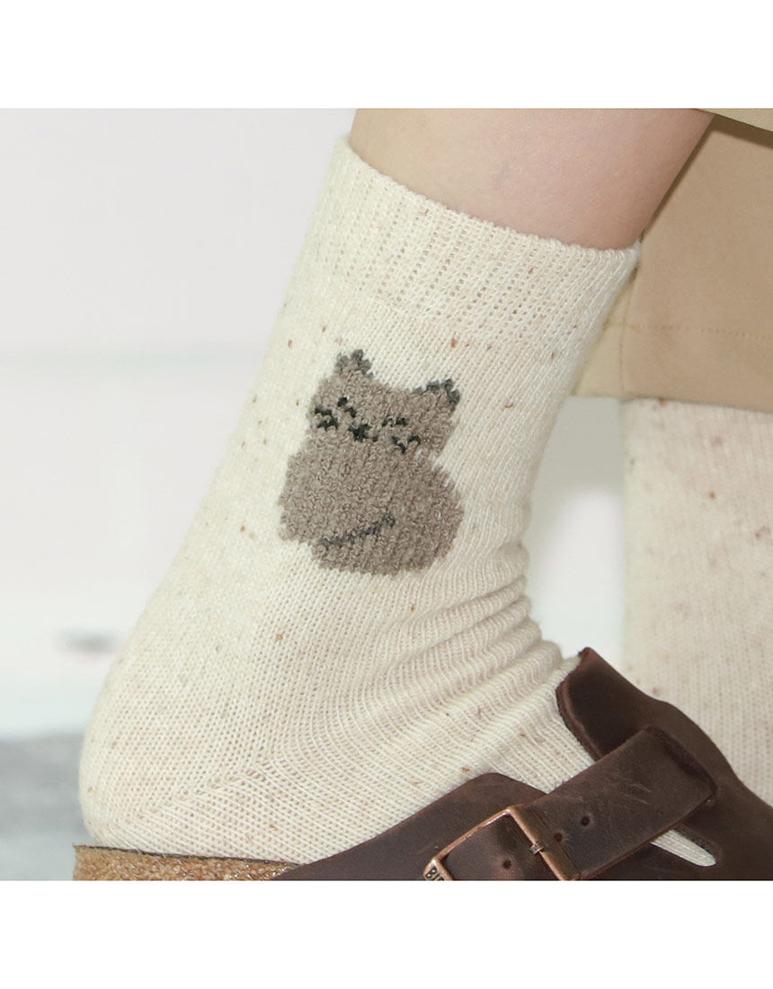 Tabio（タビオ） ネップねこ＆いぬショートソックス ショートソックス
