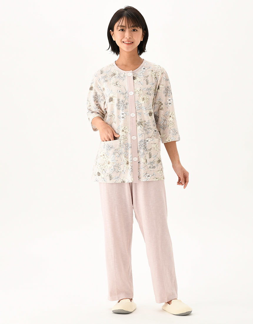 ワコール／らくラクパートナー 綿100％【七分袖・レモンボタン