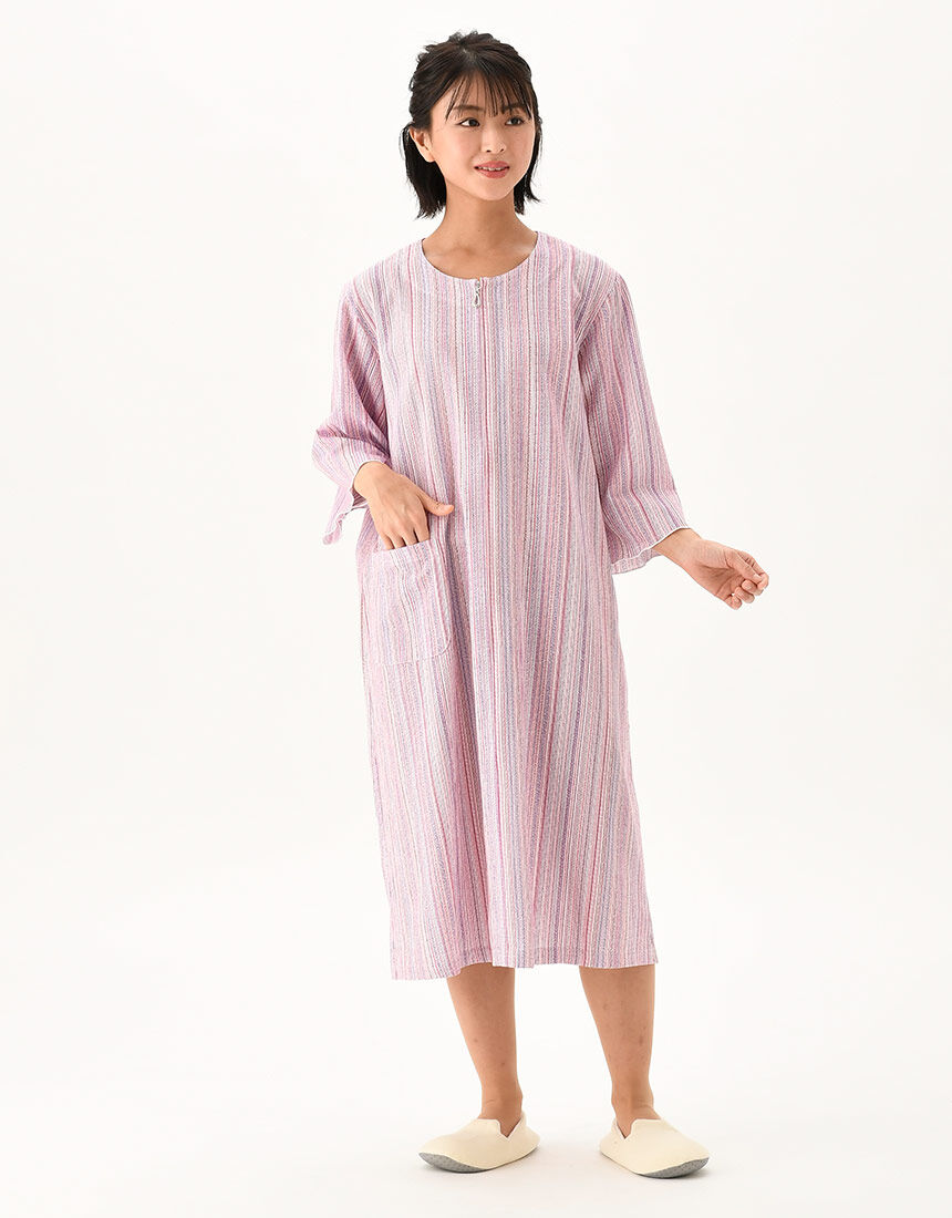 ワコール／らくラクパートナー 綿100％・楊柳素材のワンピース（八