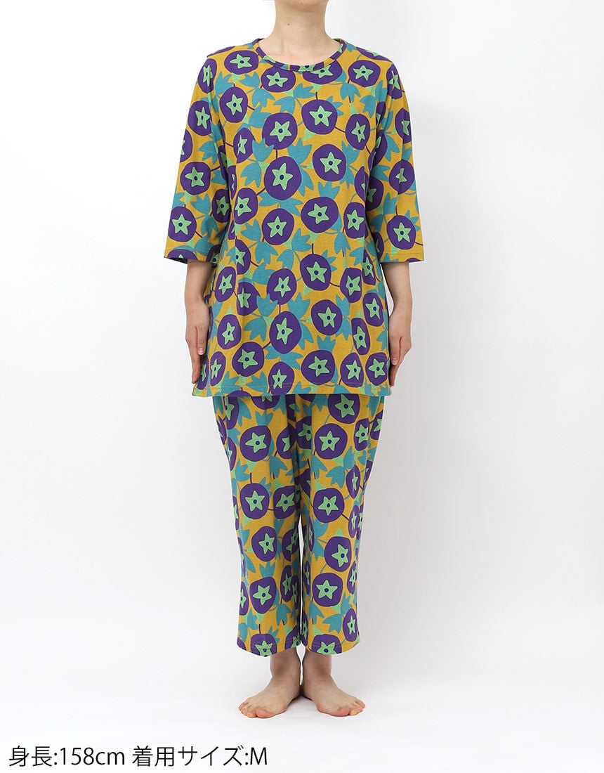 アツコマタノ 【綿100％】朝顔の柄が素敵なテキスタイル パジャマ