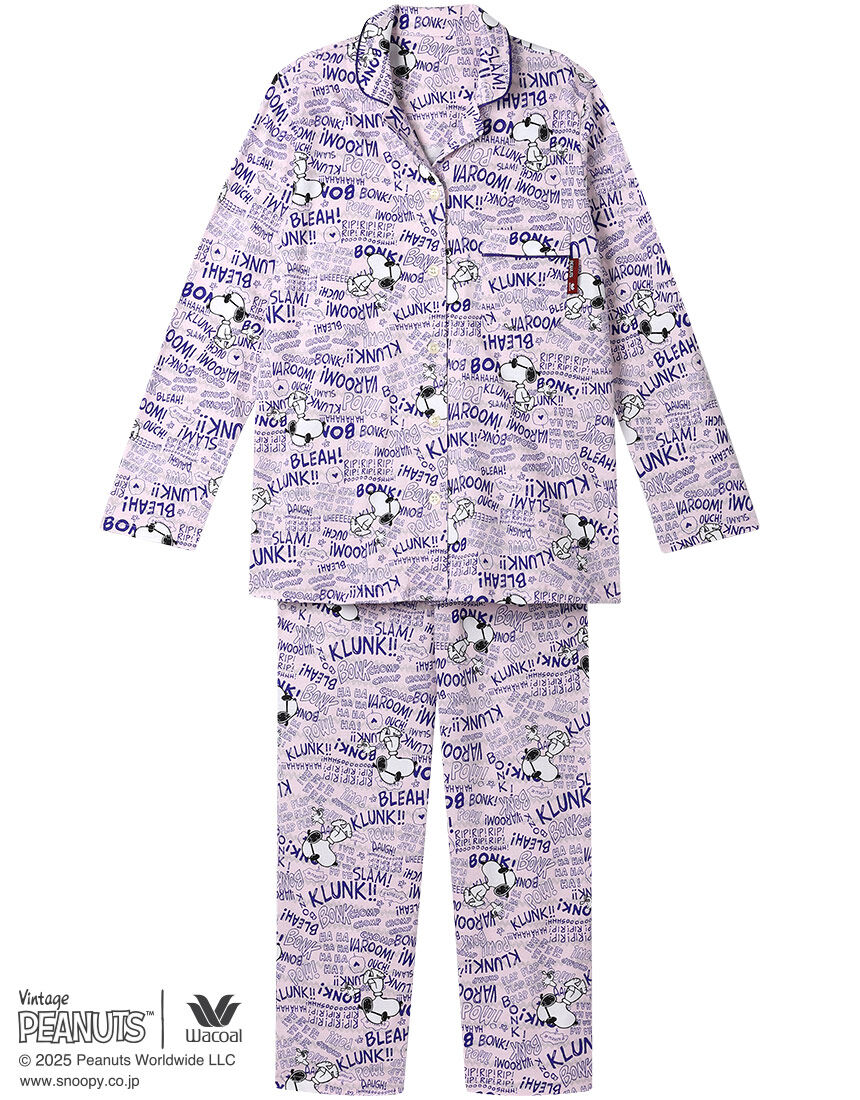 【オーガニックコットン１００％】サングラスのスヌーピーとウッドストック♪／ＰＥＡＮＵＴＳ×ワコール パジャマ