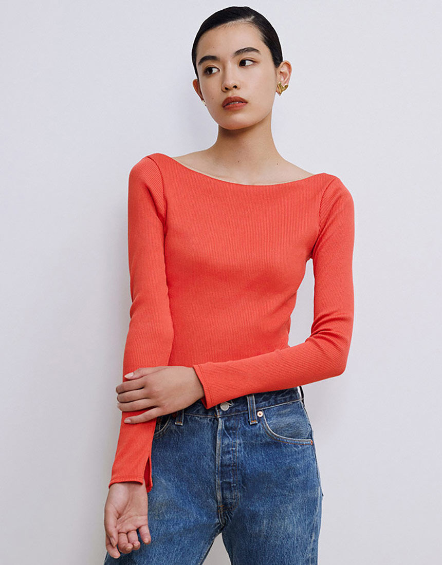 OUR WACOAL アワワコール　カップインバックオープン　リブTシャツ　L OUR WACOAL 【新色追加】カップインバックオープンリブ