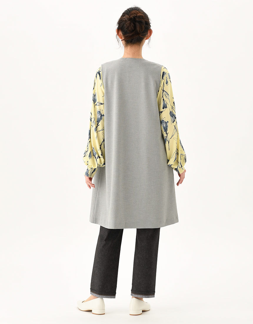 【新品】OVY ／Collarless  Down 【Ｌサイズ】 ワコール_カルソン 【UVカット】体型カバー ロングジレ アウター