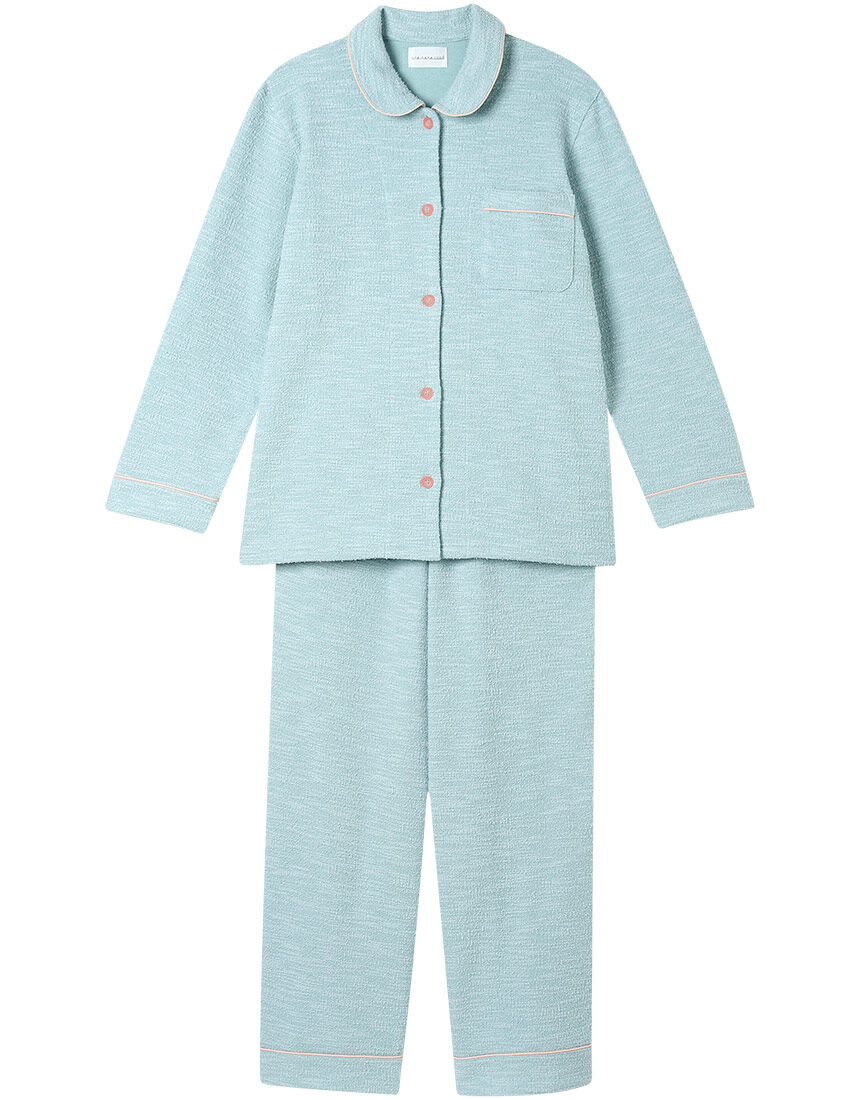 ウンナナクール 【綿混】カジュアルスラブツィード 長袖開襟パジャマ