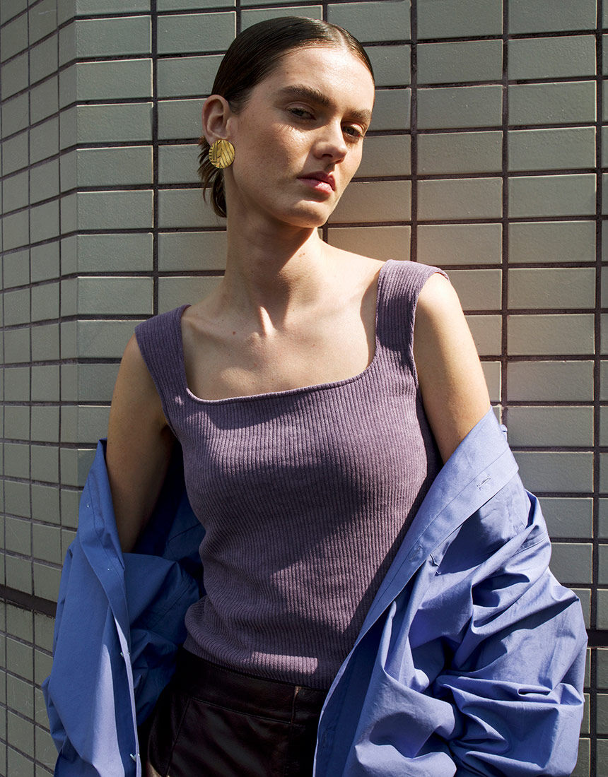 【アワ ワコール】カップインニットタンクトップ/未使用美品/トップス/ブラック OUR WACOAL タンクトップ ノースリーブ カップ付きニットタンクトップ