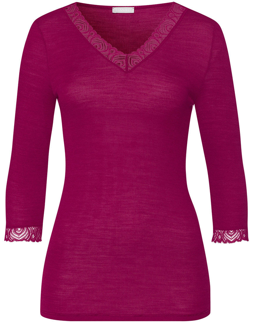 ハンロ 身生地ウール・シルク素材 トップス（7分袖） UIH424