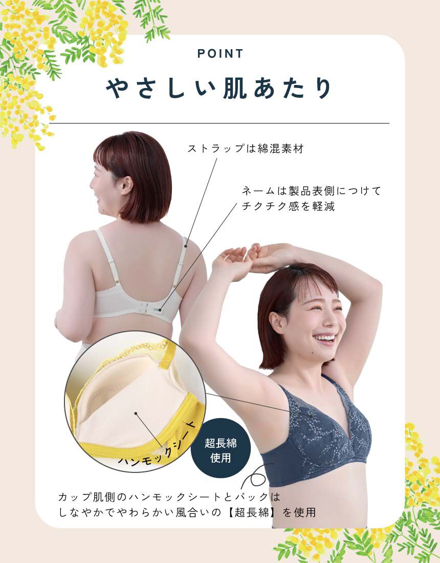 【新品未使用】24hブラ・ショーツMサイズ　ミモザ 脇高サンライトミモザブラジャーショーツセット 通販【ニッセン】