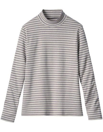 あったかボーダーハイネックトップス, , main