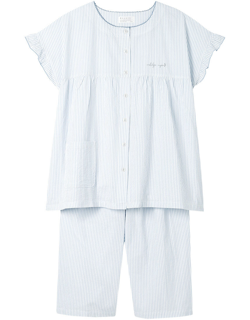 新品 courreges paris シアサッカーストライプ パジャマ上下 新品 courreges paris シアサッカーストライプ パジャマ上下