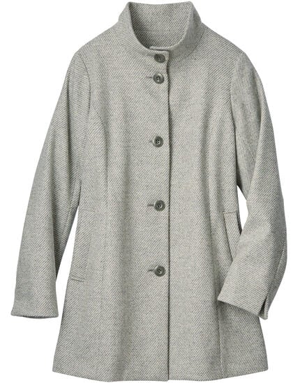 ウール混スタンドカラーコート, , main