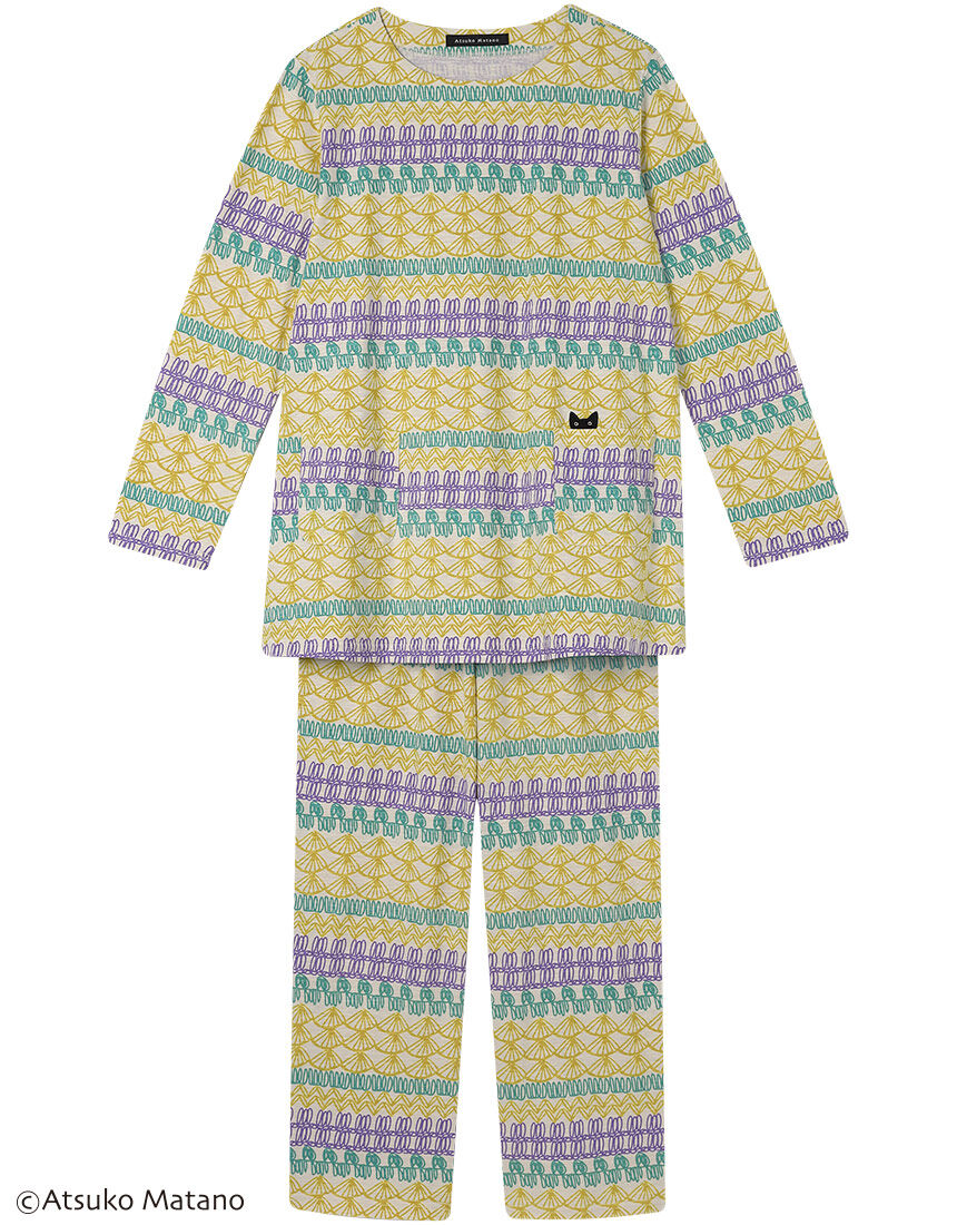 アツコマタノ 【綿100％】毛糸の編み地をイメージしたプリントが