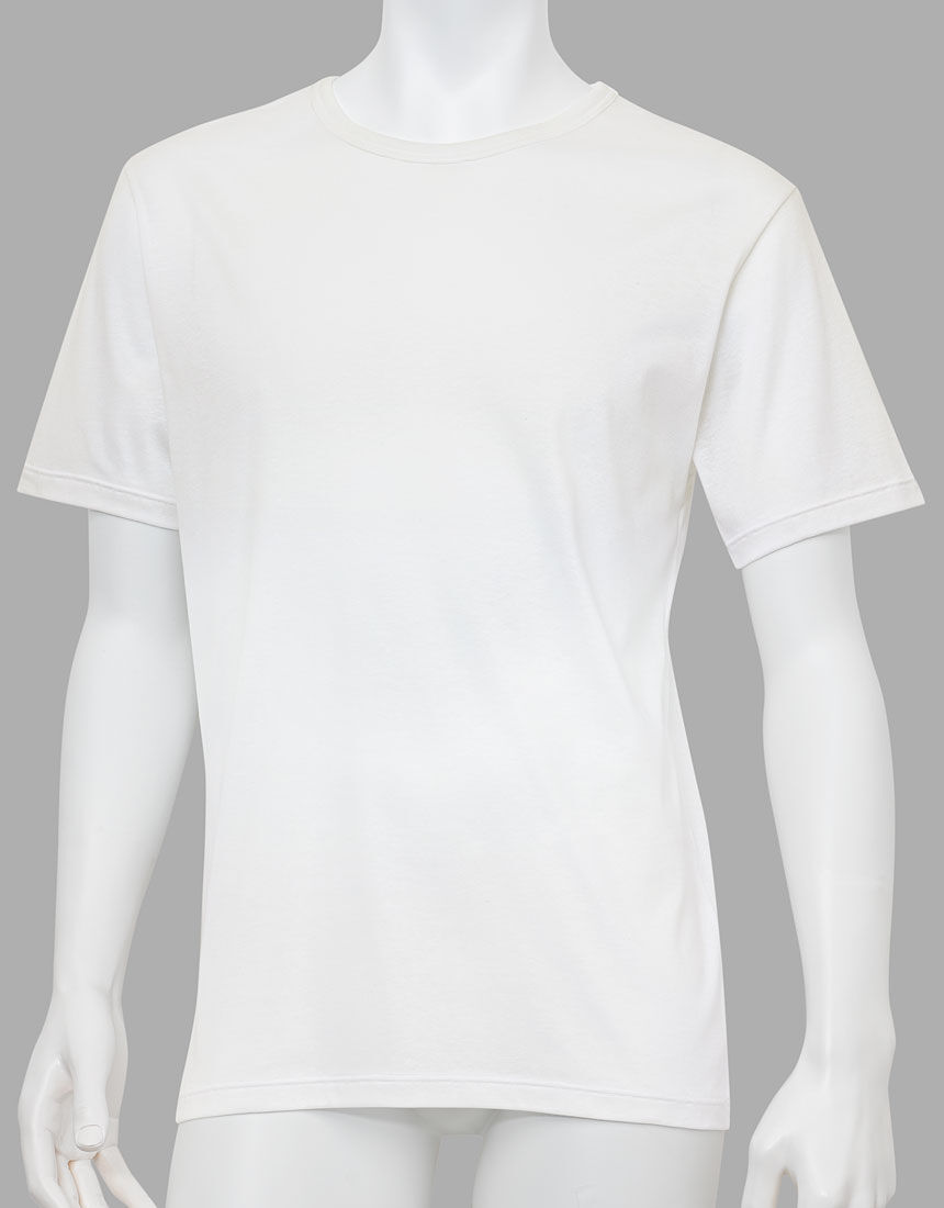 【丸首】オーガニック超長綿１００％使用の通気性インナー メンズシャツ（半袖）