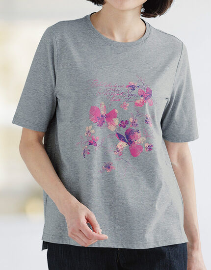 花柄プリントＴシャツ, , main