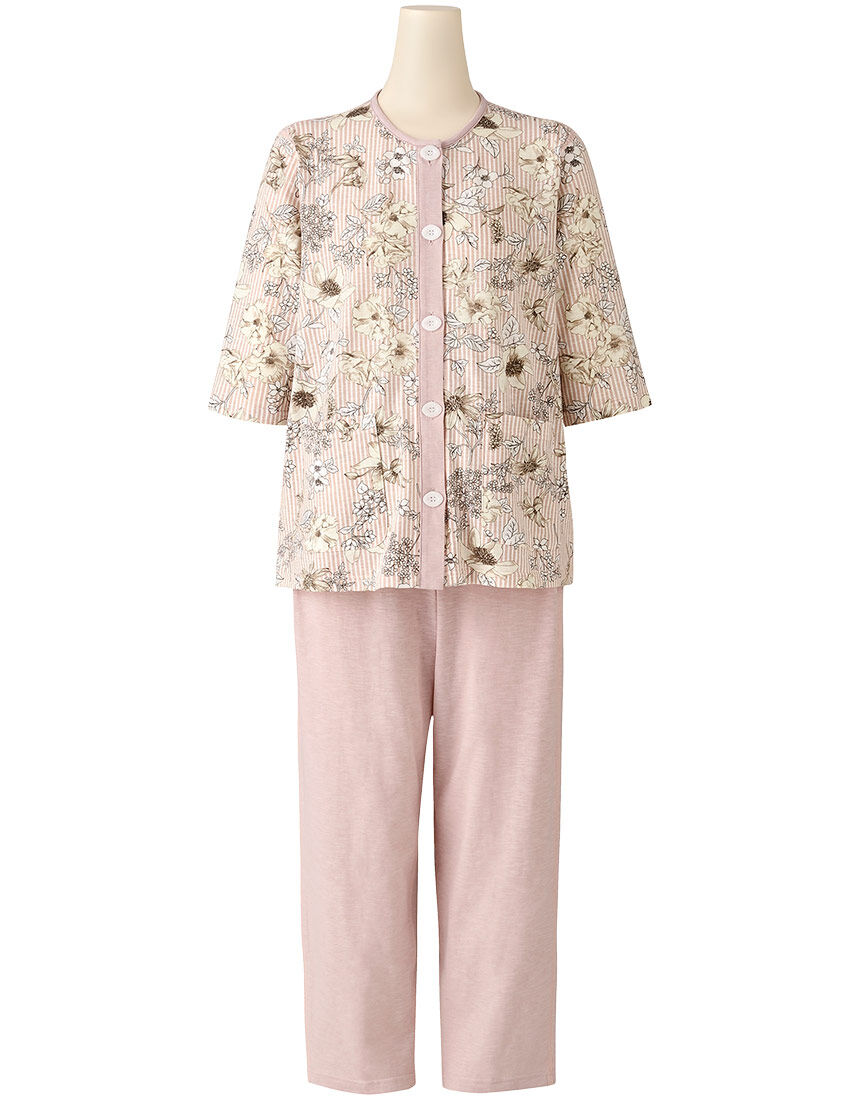 名前記入可能ネーム付き・綿100%【七分袖・レモンボタン】 パジャマ 名前記入可能ネーム付き・綿100%【七分袖・レモンボタン】 パジャマ