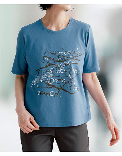 接触冷感プリントＴシャツ, , main