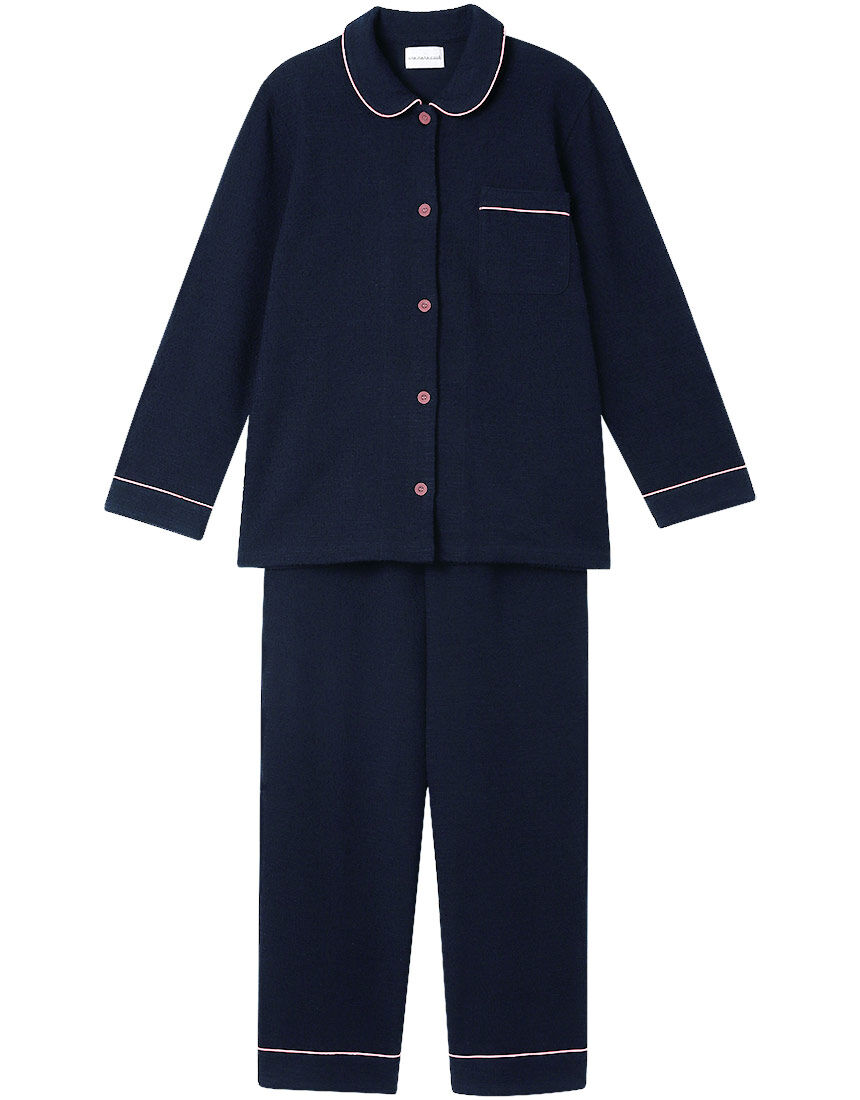 ウンナナクール 【綿混】カジュアルスラブツィード 長袖開襟パジャマ