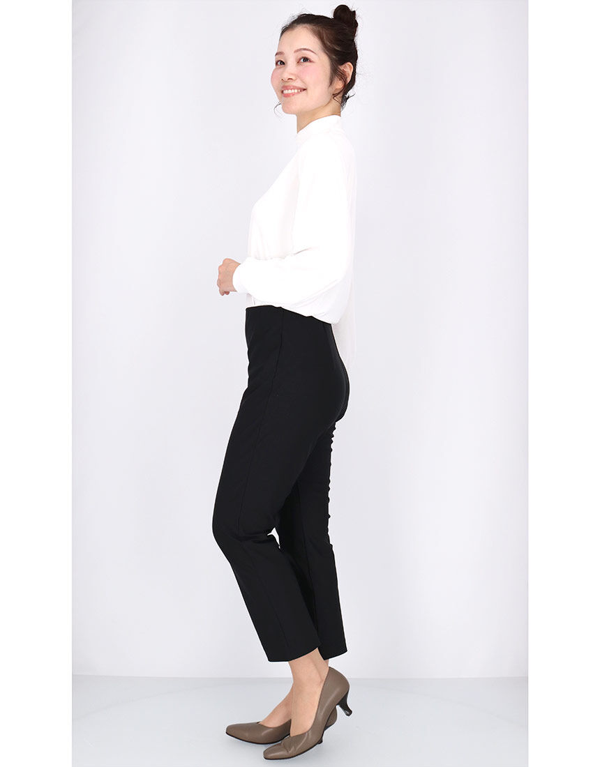 【美品】カタリスト │ スウェットパンツ サルエル ベージュ×黒 サイズ1 ワコール_カルソン たてよこに伸びるストレートシルエットパンツ