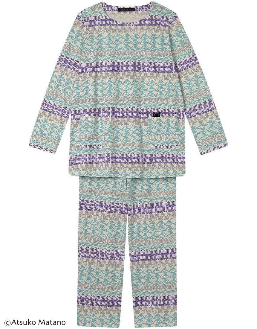 アツコマタノ 【綿100％】毛糸の編み地をイメージしたプリントが