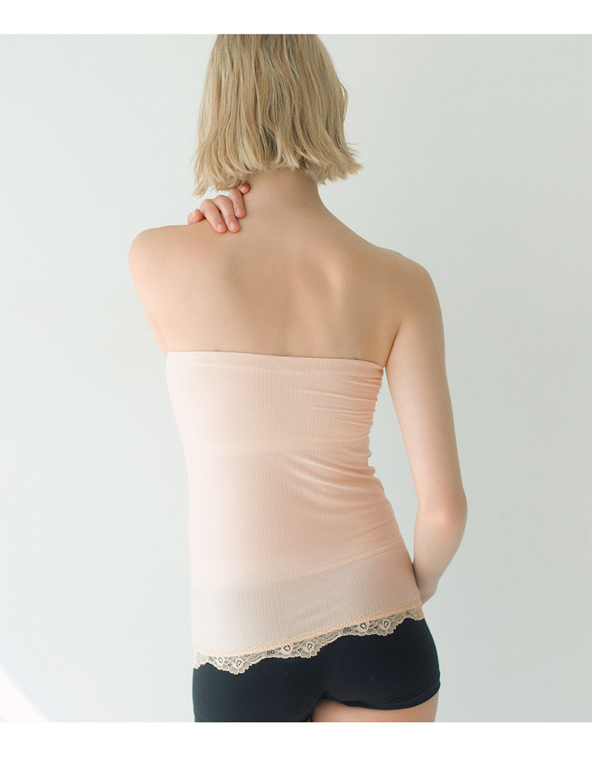 新品★MISS SIXTY★ブラウンチューブストレッチトップ♪♪♪ チューブトップ カップ付き 速乾 レース 伸びる 通気性 取り外し