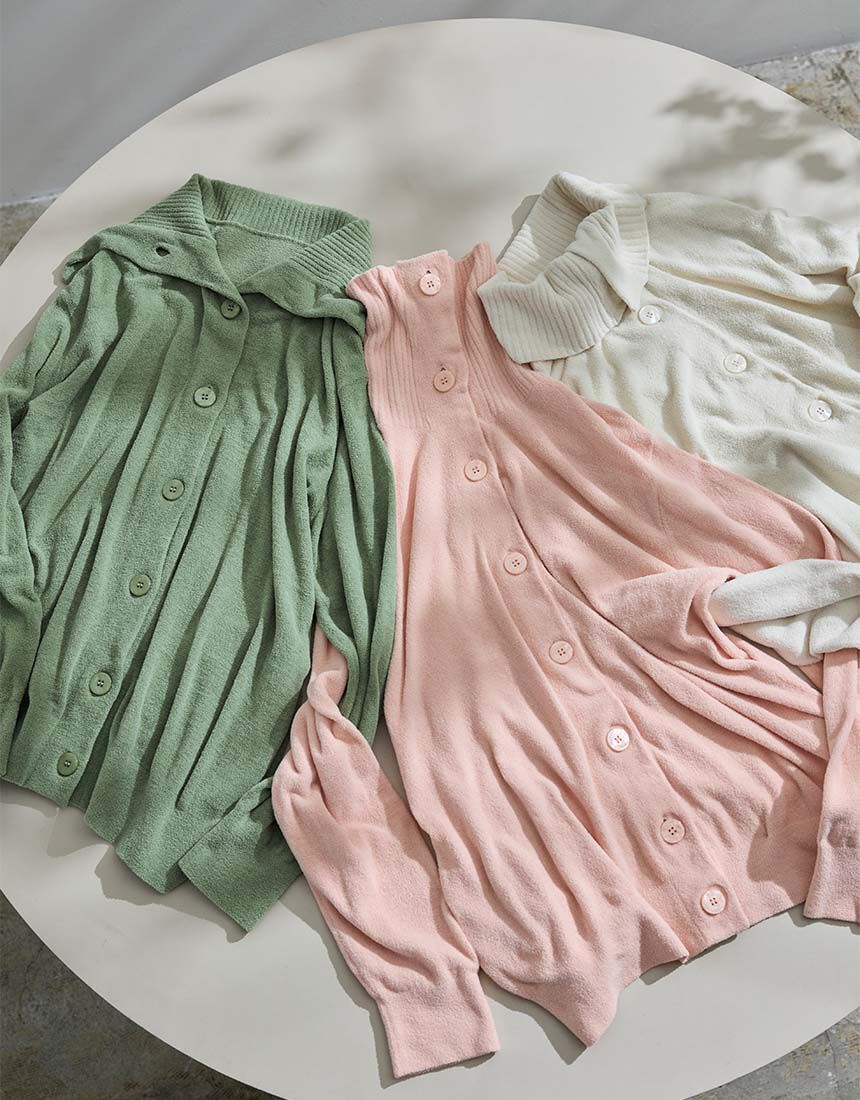 YOJOY ぽかふわあったかルームアイテム 襟付きカーディガン