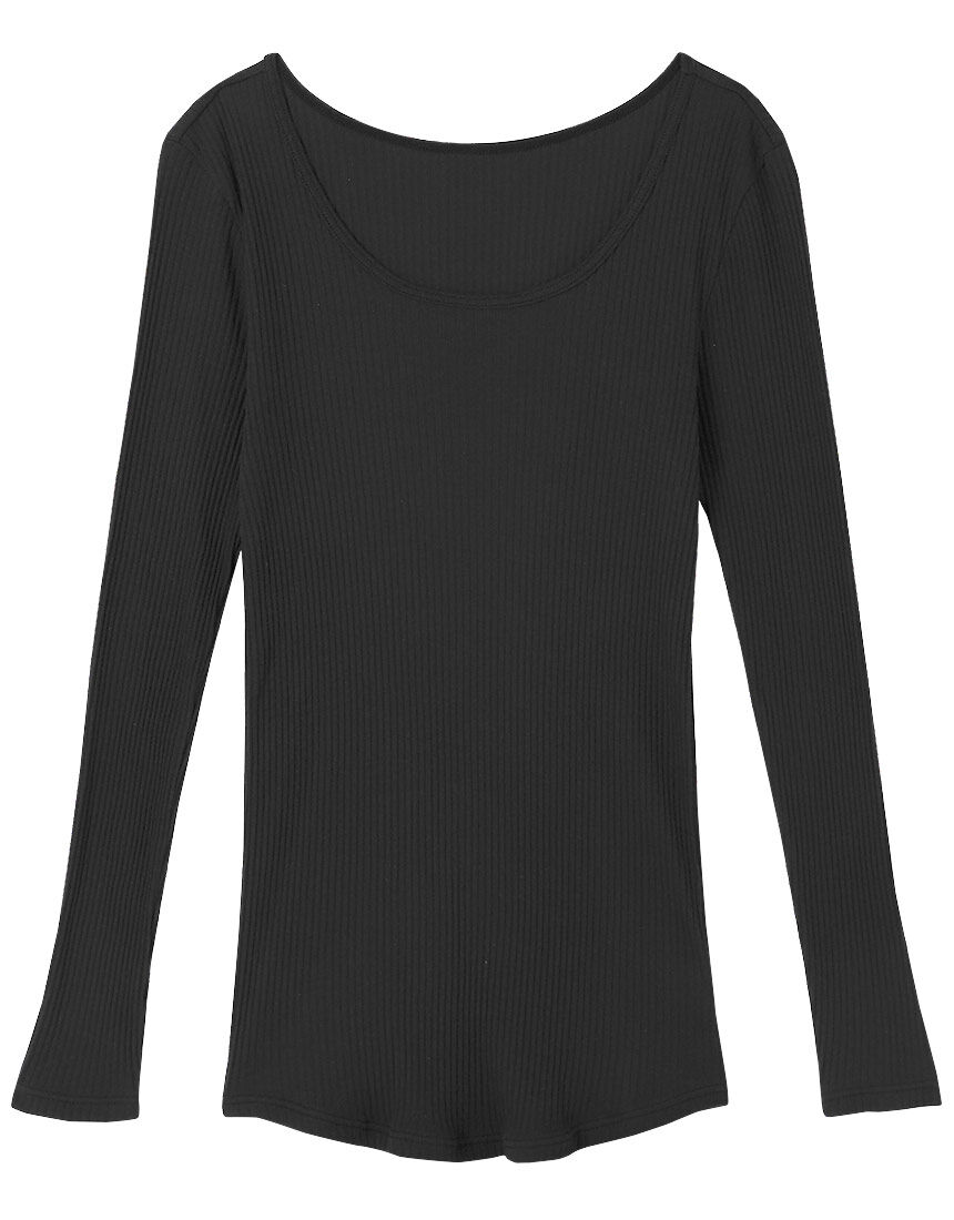 ウンナナクール 綿100％生地使用 リブ編みコットン トップス（長袖