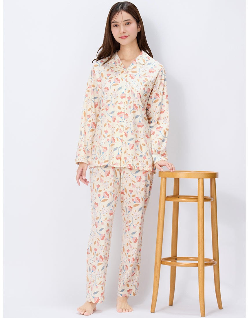 【超美品 新品】ワコール おしゃれな柄のスリーピングウエア 綿  M  パジャマ ウイング／スリープ 【綿100％】春・秋におすすめのパジャマ