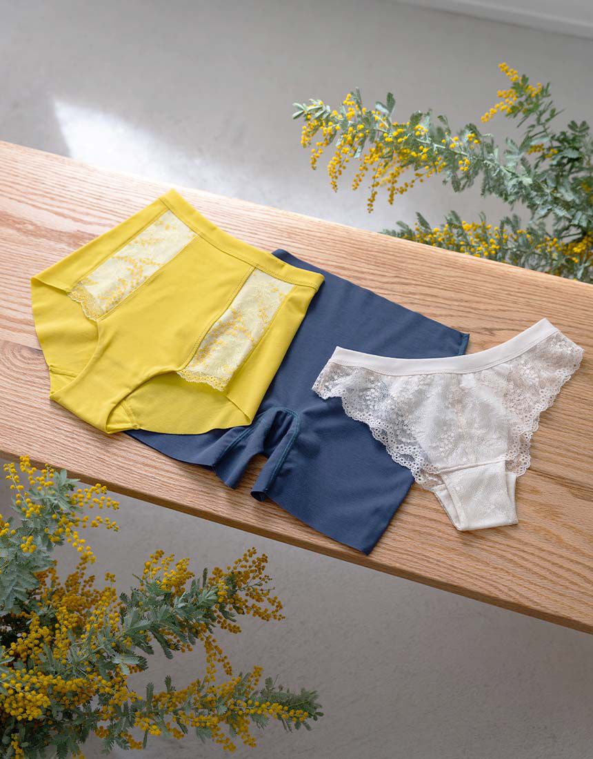 YOJOY ミモザレースにときめいて【ノーマルショーツ】綿混