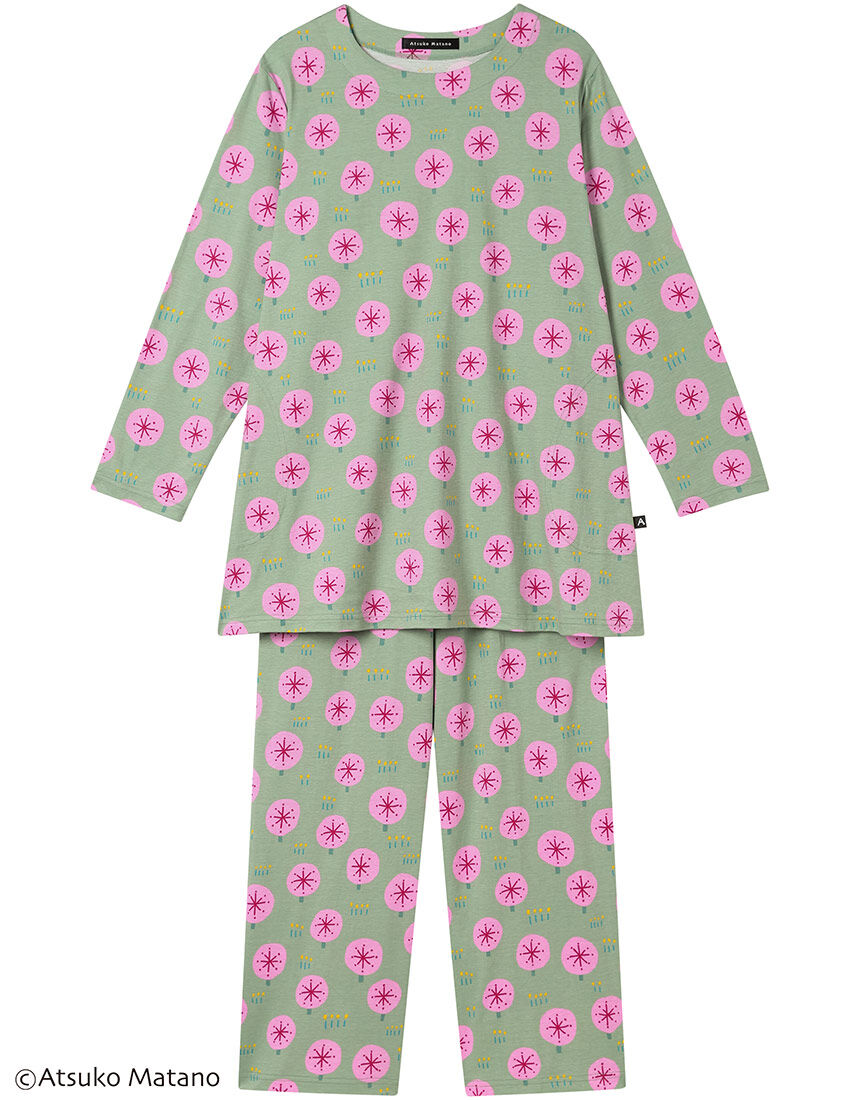 アツコマタノ 【綿100％】大きな木が大胆なテキスタイル パジャマ