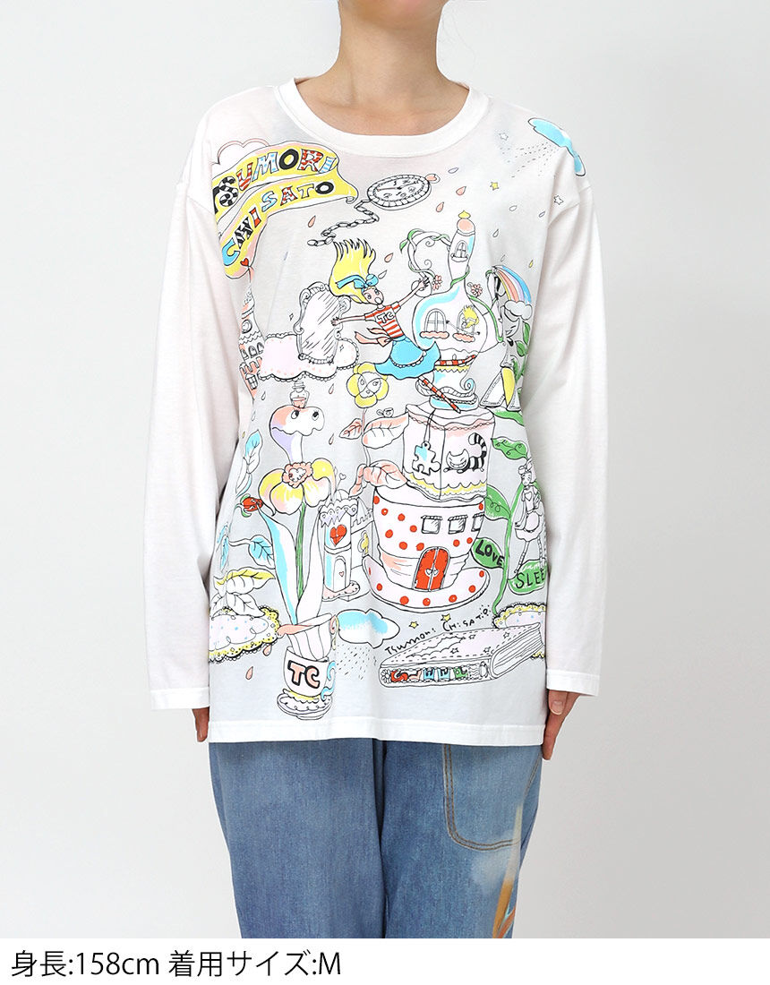 ワコール　ツモリチサトsleep トップス　長袖Tシャツ　不思議の国　M ツモリチサトスリープ 【綿100％】不思議の国 トップス