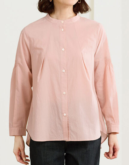 袖シャーリングブラウス, , main