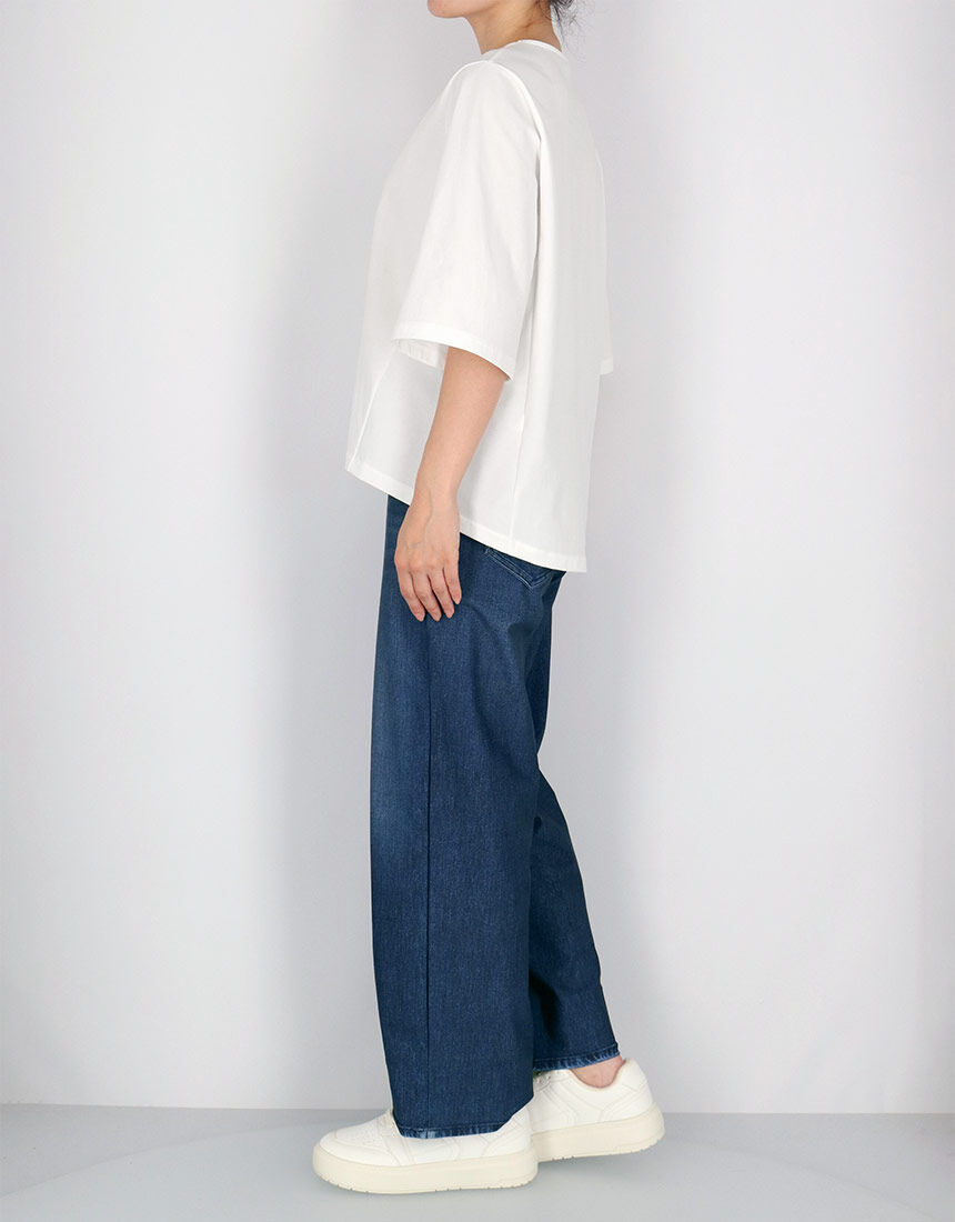 ワコール_カルソン 【接触冷感】綿混・体型カバー・6分袖Tシャツ